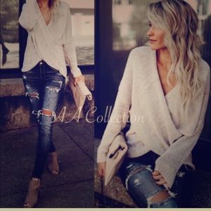 Criss Cross Wrap Oatmeal Sweater